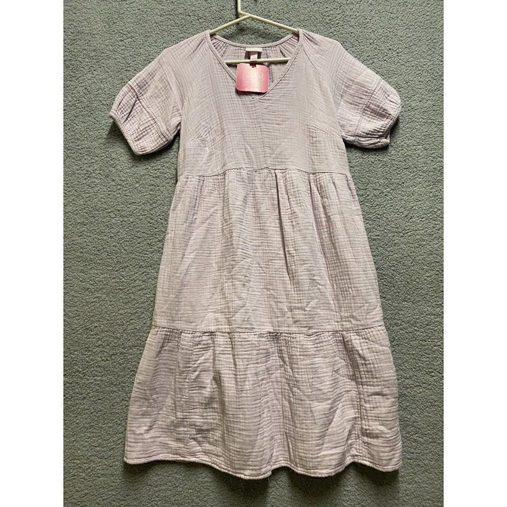 Isabel Maternity purple Lavender Gauze Muslin XS Dress tiered NWT MRSP $34.99
